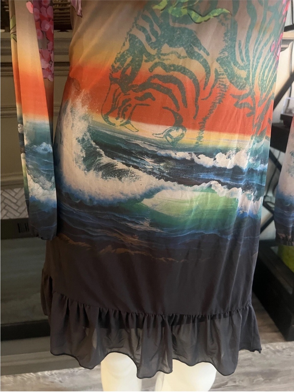 Desigual Black Floral & Ocean Wave Long-Sleeve Dress - Picture 2 of 5